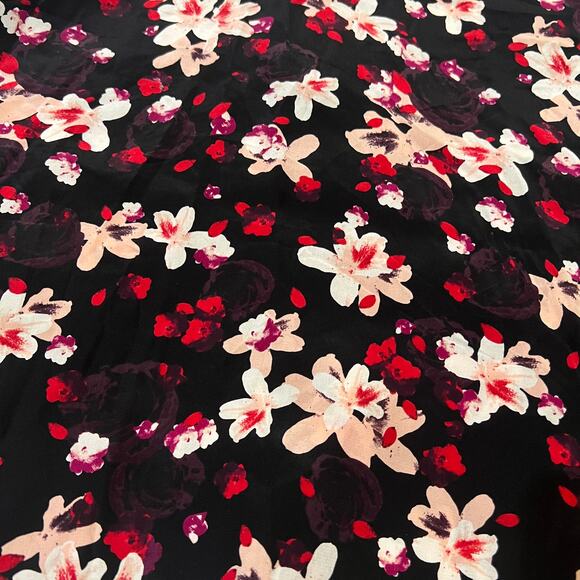 Amour Vert (M) Leeron Silk Floral Mini Skirt - Flowy Zip Closure Thin Waistband - Picture 8 of 11